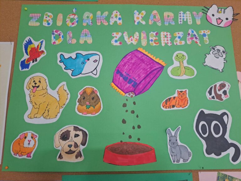 Samorząd Uczniowski SP w Prusach zorganizował akcję zbiórki karmy dla bezdomnych zwierząt.