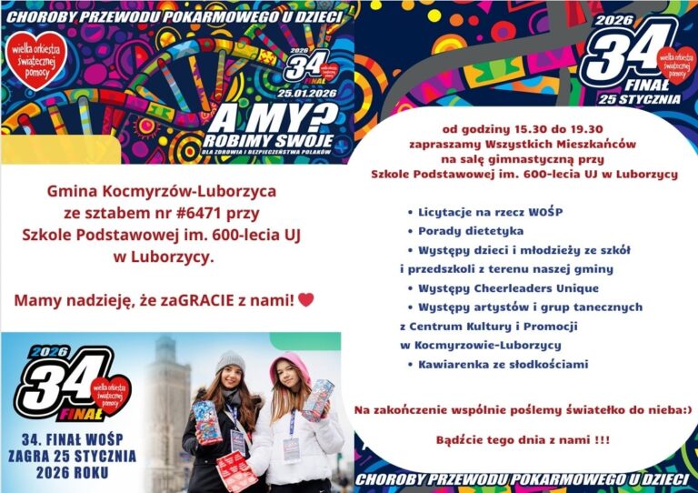 Już w tę niedzielę odbędzie się 34. Finał Wielkiej Orkiestry Świątecznej Pomocy!